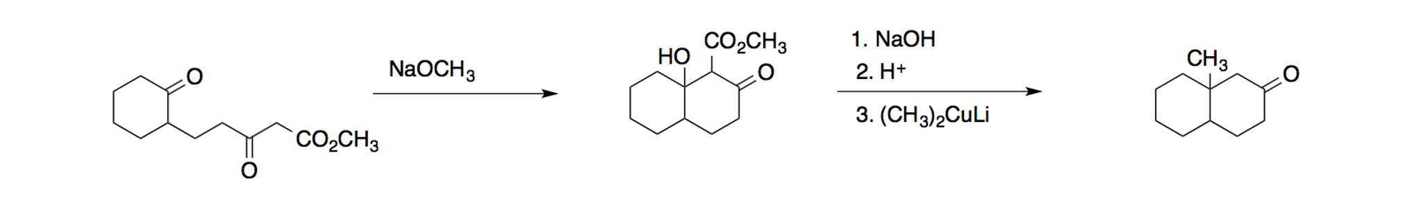 Solved NaOCH CO CH CO2 CH3 1. NaOH 2. H+ 3. (CH3)2CuLi CH3 | Chegg.com