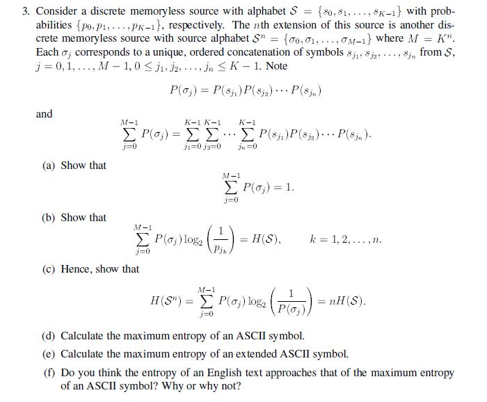 Consider a discrete memoryless source with alphabet S | Chegg.com