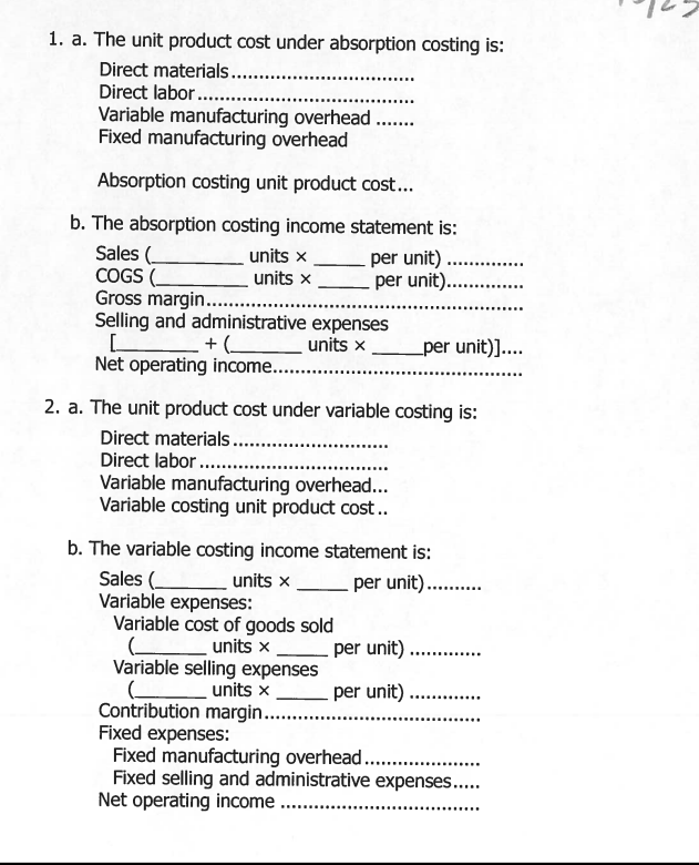 Solved /4/23 Chapter 6 Variable And Absorption Costing (20 | Chegg.com