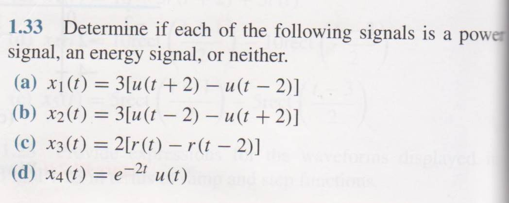 Solved 1.33 Determine if each of the following signals is a | Chegg.com