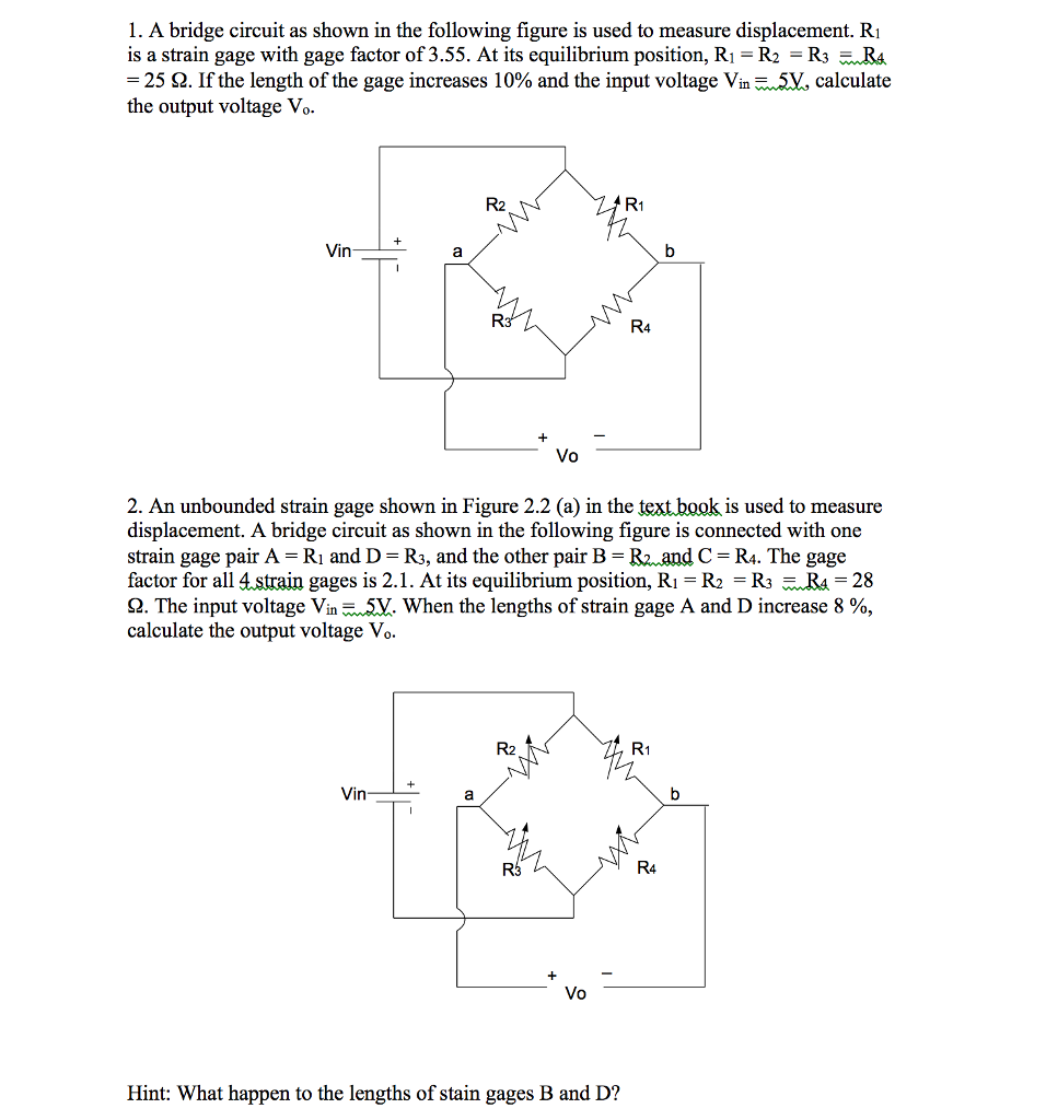 Solved 1. A bridge circuit as shown in the following figure | Chegg.com