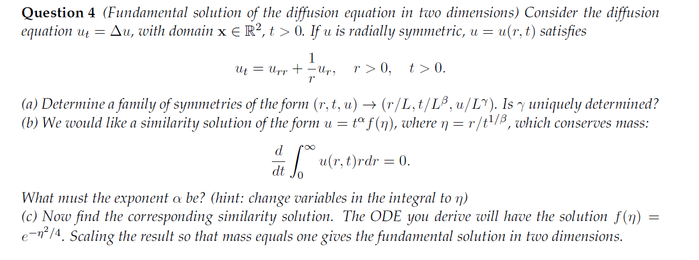 Consider the diffusion equation u_t = Delta u, with | Chegg.com