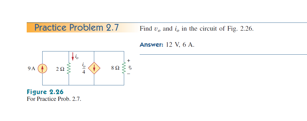 Solved Find v_o and i_o in the circuit of Fig. 2.26. Figure | Chegg.com