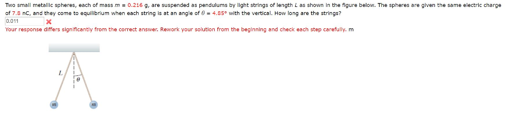 Solved Two small metallic spheres, each of mass m = 0.216 g, | Chegg.com