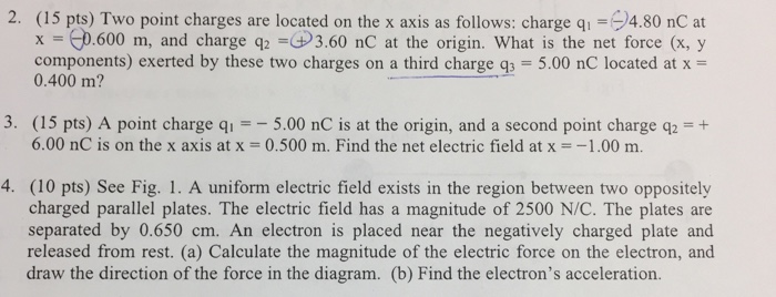 Solved Two point charges are located on the x axis as | Chegg.com