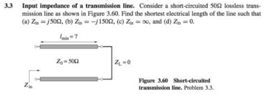 Solved 3.3 Input Impedance Of A Transmission Line. Consider | Chegg.com