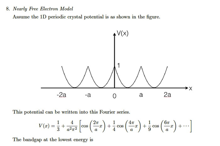 Solid State Physics: Nearly Free Electron model: | Chegg.com