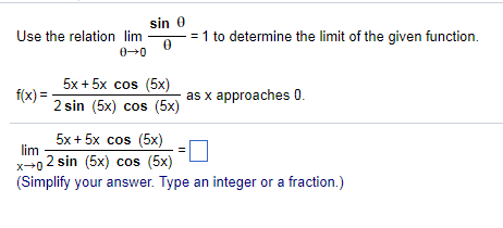 Solved Use the relation lim_theta rightarrow 0 sin | Chegg.com