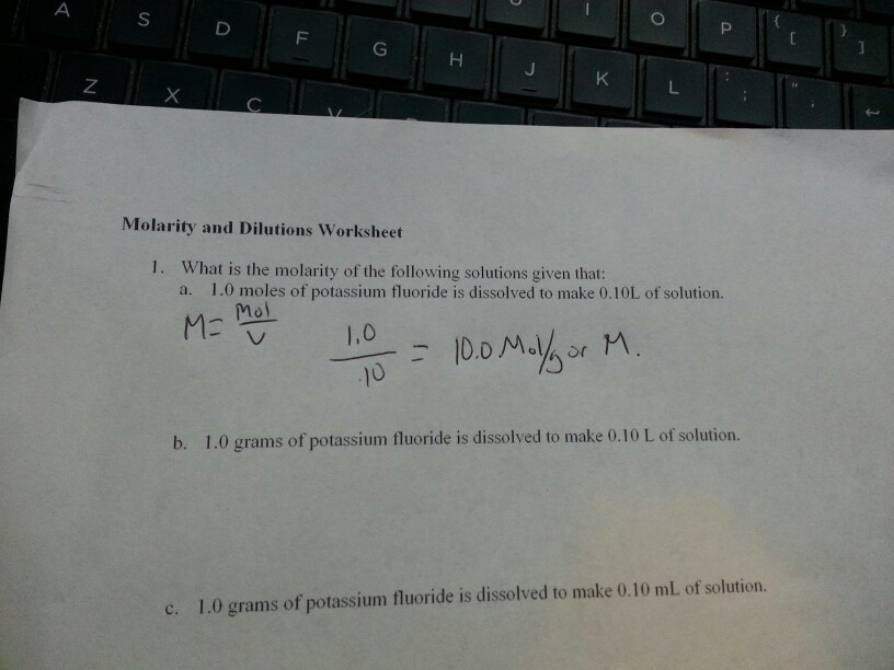 Solved: Molarity And Dilutions Worksheet 1. What Is The Mo... | Chegg.com