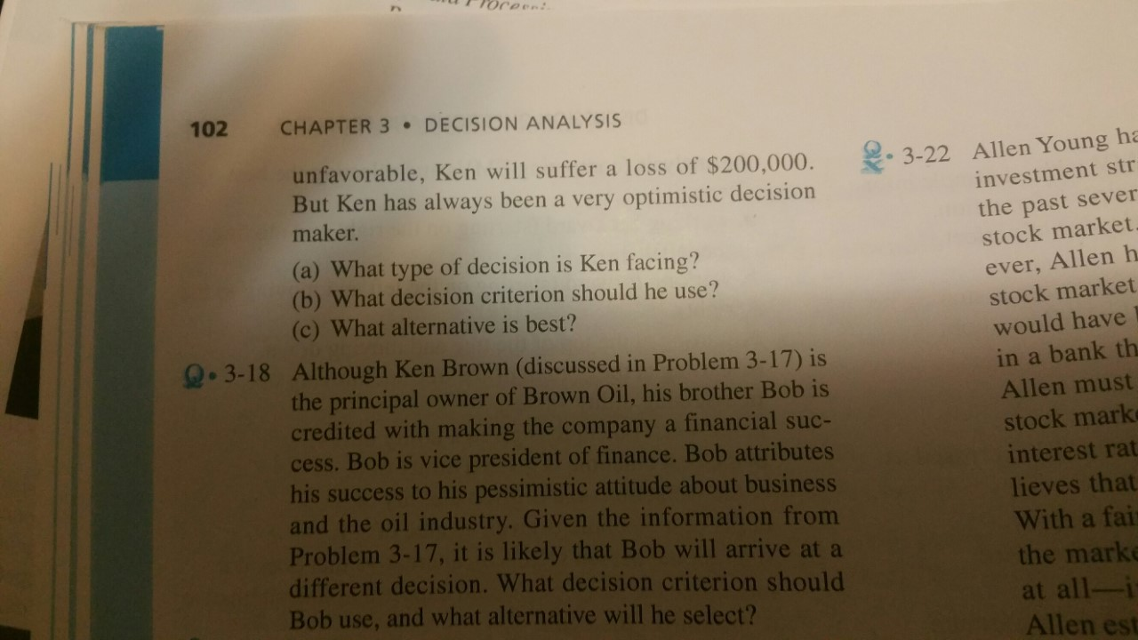 Solved Please solve for decision analysis problem. Please | Chegg.com
