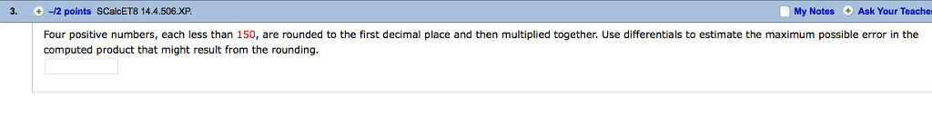 Solved 3. -2 points SCalcET8 14.4.506.XP My Notes Ask Your | Chegg.com