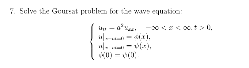 Solved 7. Solve the Goursat problem for the wave equation: | Chegg.com
