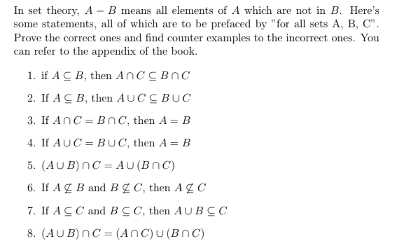 Solved In Set Theory, A - B Means All Elements Of A Which | Chegg.com