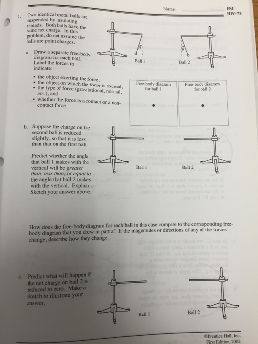 Solved Two identical metal balls are upended by insulating | Chegg.com