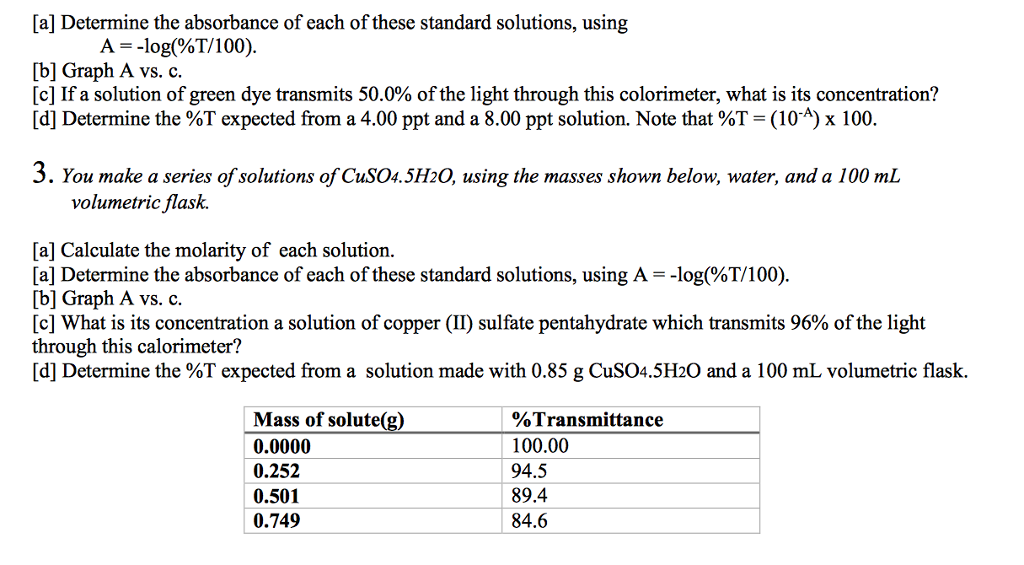 Solved Beer's Law & Spectroscopy Practice Problems Show all
