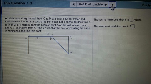 Solved A cable runs along the wall from C to P al a cost of