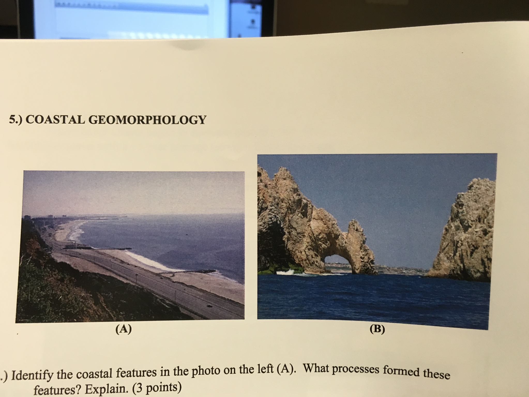 Solved A Identify The Coastal Features In The Photo On Chegg