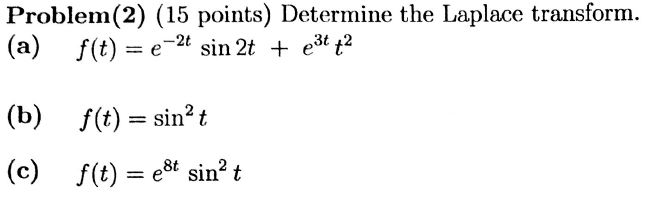 laplace transform of e t sin 2t
