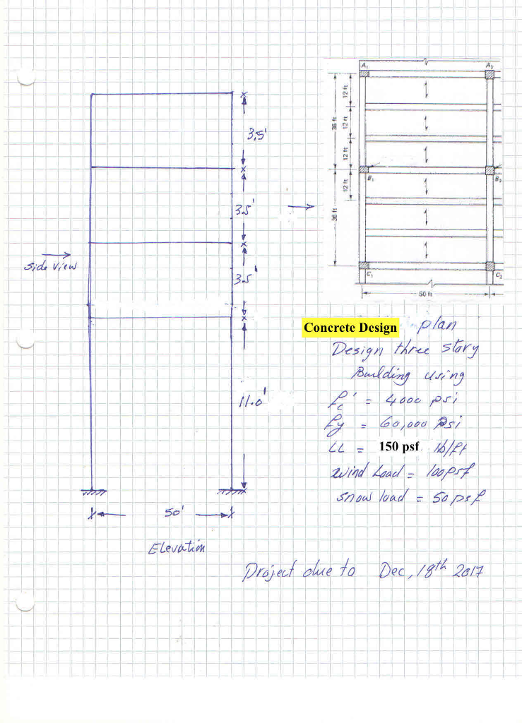 Solved 3.S 3.0 50 ft Concrete Design plan Design three sary | Chegg.com