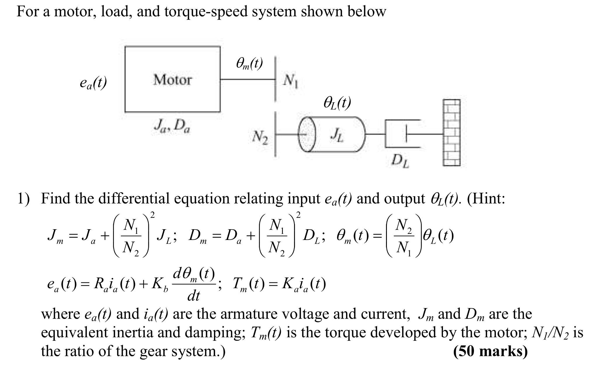 Getting a transfer function of a dc motor can you