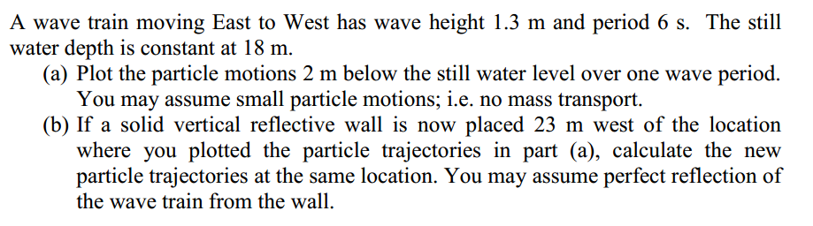 Solved A wave train moving East to West has wave height 1.3 | Chegg.com