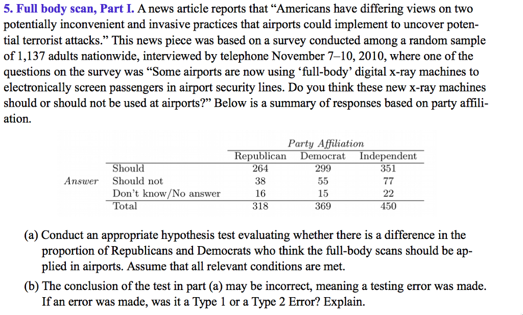 Solved 5. Full body scan, Part I. A news article reports