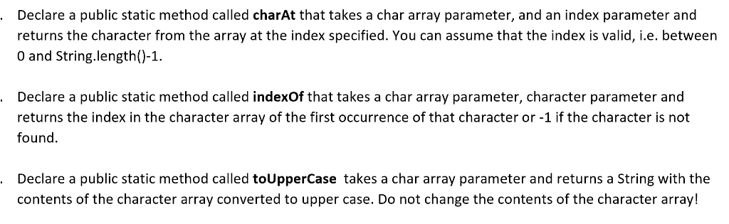 Solved Declare a public static method called charAt that | Chegg.com