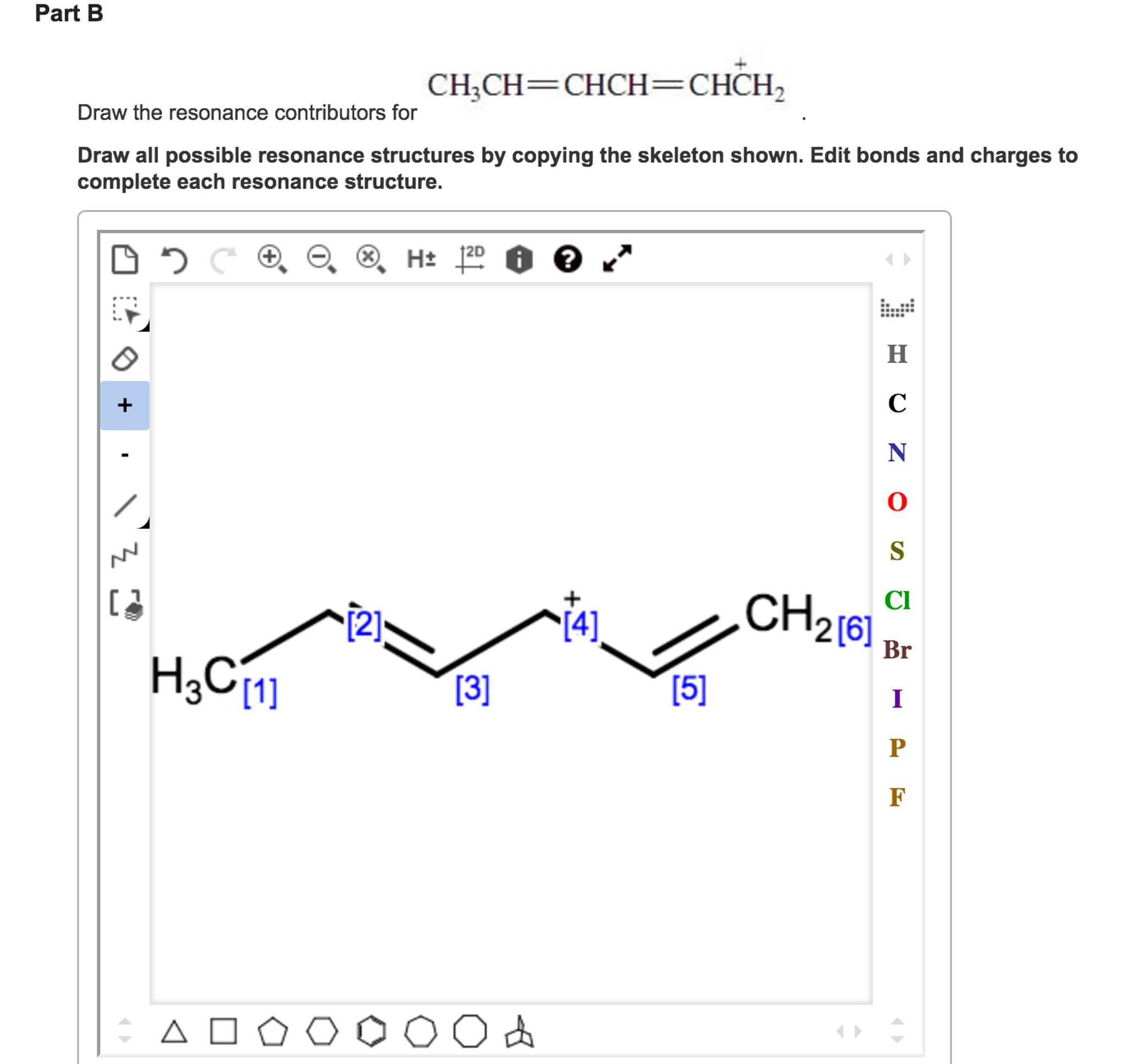 Solved Draw the resonance contributors for CH_CH=CHCH=CHCH_2