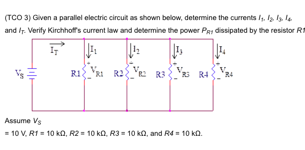 Solved Given a parallel electric circuit as shown below, | Chegg.com