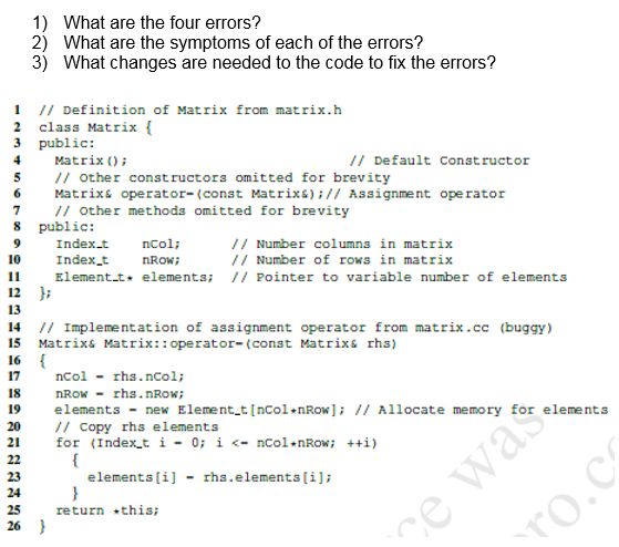 Solved What are the four errors? What are the symptoms of | Chegg.com