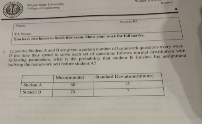 Solved Student A And B Are Given A Certain Number Of | Chegg.com