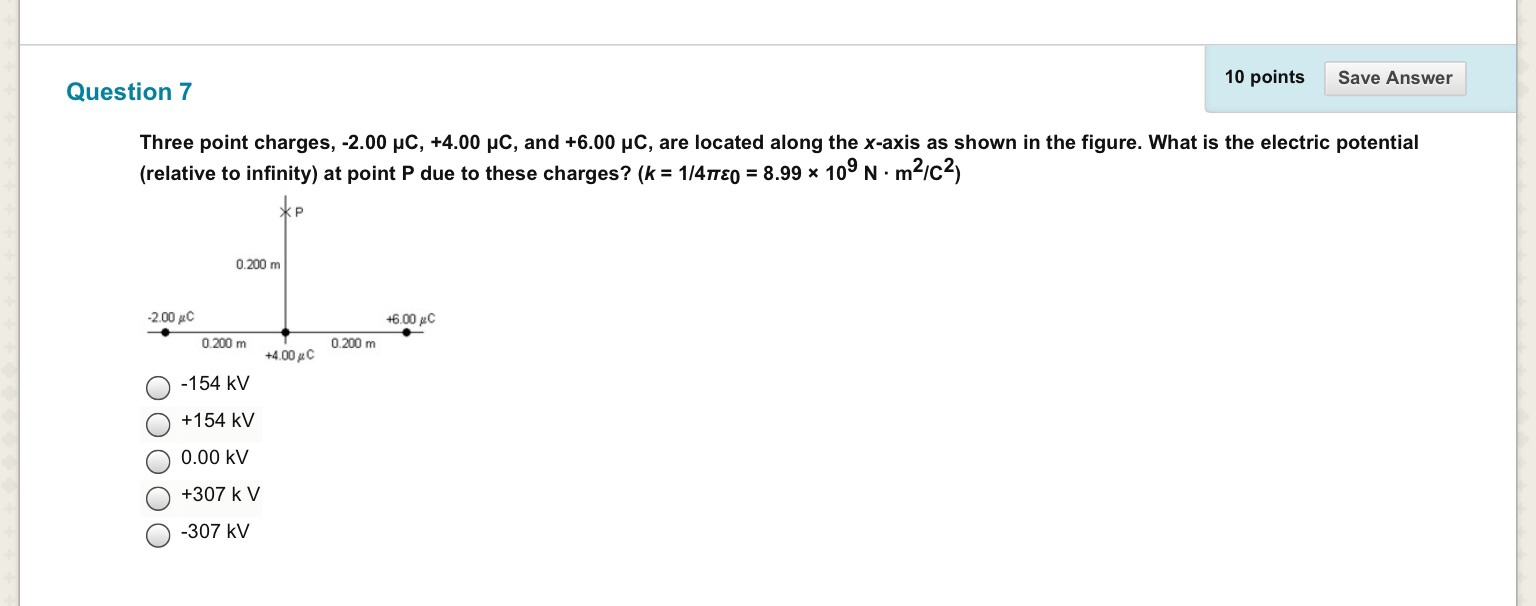 Solved Three point charges, -2.00 μC, +4.00 μC, and +6.00 | Chegg.com