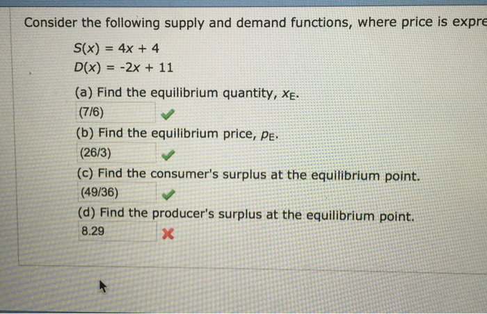 Solved Consider The Following Supply And Demand Functions, | Chegg.com