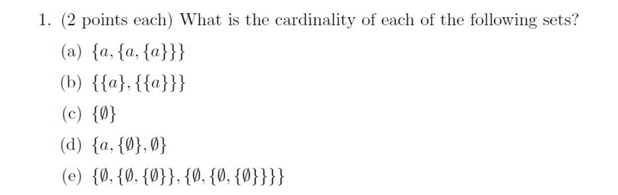 What Is The Cardinality Of Each Set