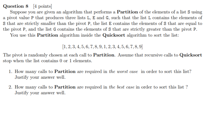 Solved Question 8 [4 points Suppose you are given an | Chegg.com