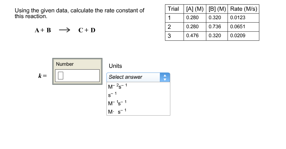 Solved Using the given data, calculate the rate constant of | Chegg.com