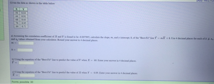 Solved Given the data as shown in the table below Assuming | Chegg.com
