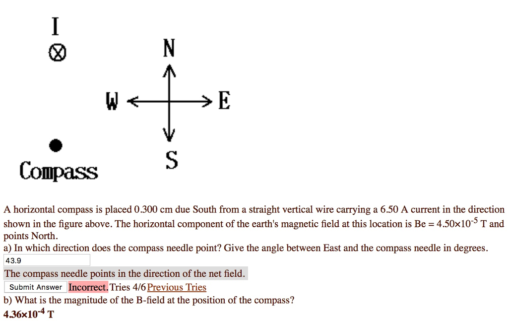 Solved Compass A horizontal compass is placed 0.300 cm due