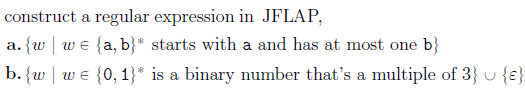 Solved construct a regular expression in JFLAP, a wwe la, b) | Chegg.com