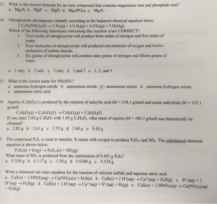 Solved What Is The Correct Formula For An Ionic Compound 