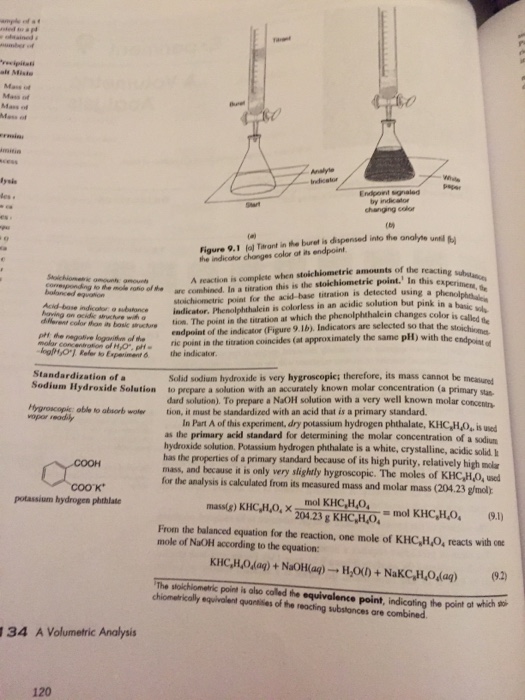 Solved Experiment 9 A Volumetric Analysis A titrimetric