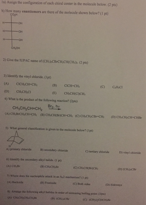 Solved 1a) assign the configuration of each chiral center in | Chegg.com