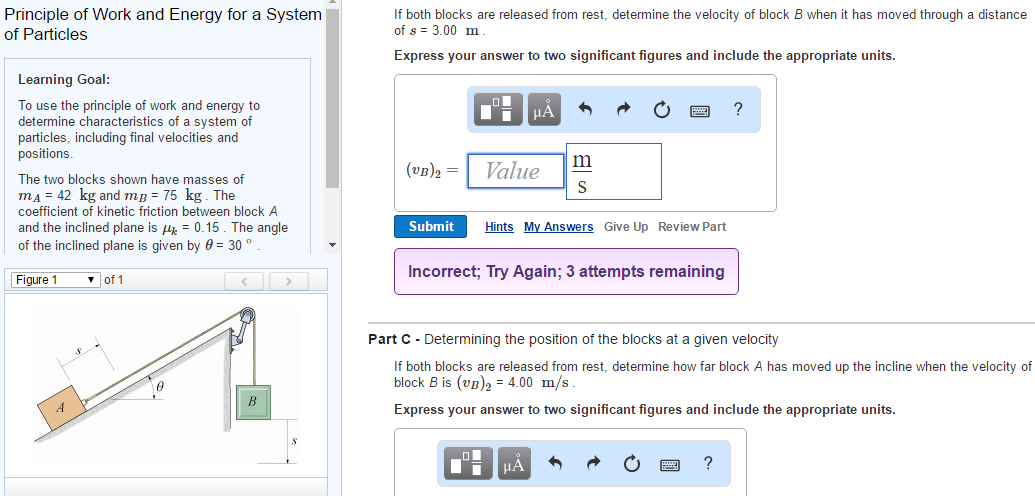 Solved Principle of Work and Energy for a System of | Chegg.com