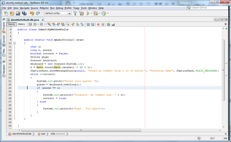 Solved identify method calls - NetBeans IDE 8.0 Eile Edit | Chegg.com