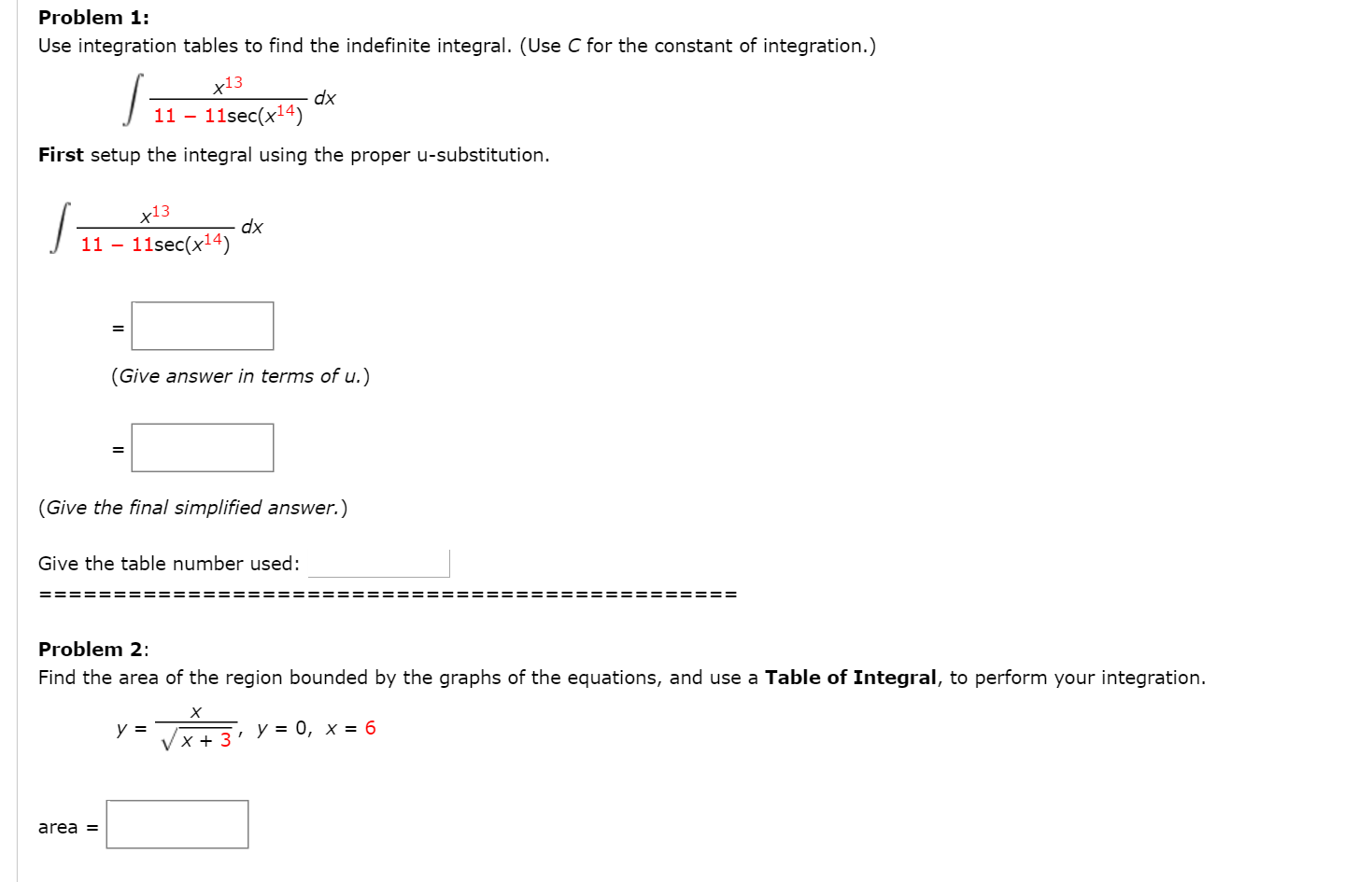 Solved Use Integration Tables To Find The Indefinite