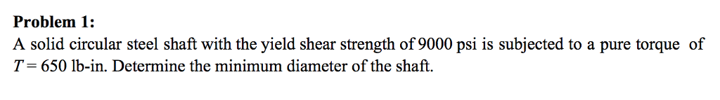 Solved Problem 1: A solid circular steel shaft with the | Chegg.com