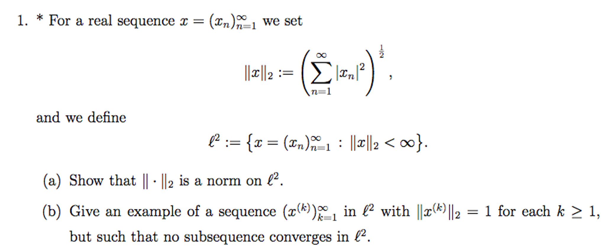 Solved For a real sequence x = (x_n)_n=1^infinity we set | Chegg.com