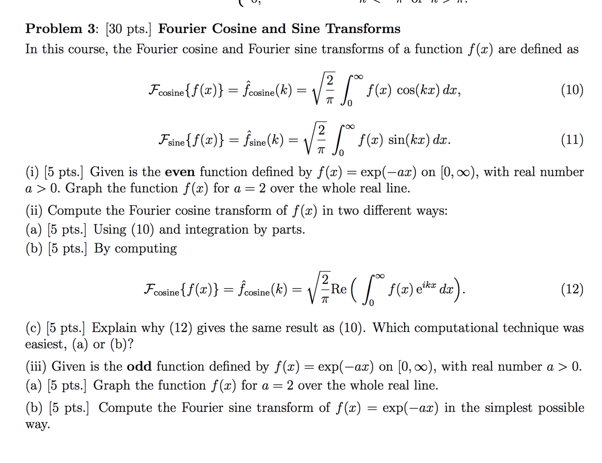 Solved In this course, the Fourier cosine and Fourier sine | Chegg.com
