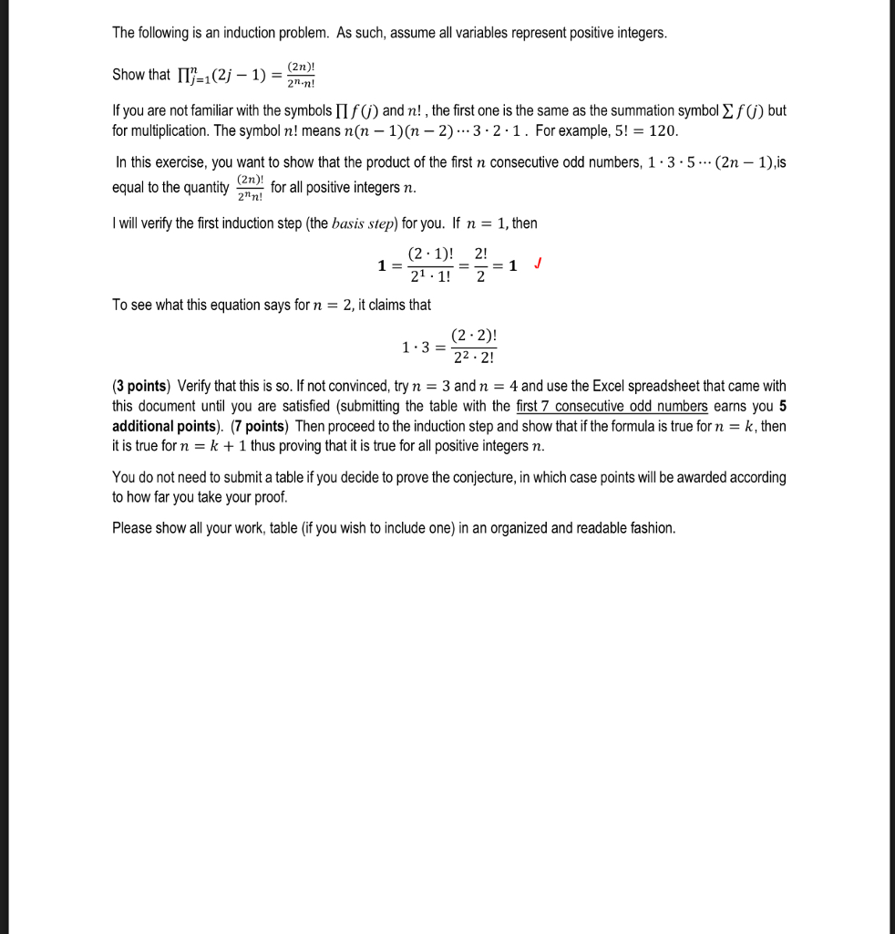 Solved The Following Is An Induction Problem. As Such, | Chegg.com