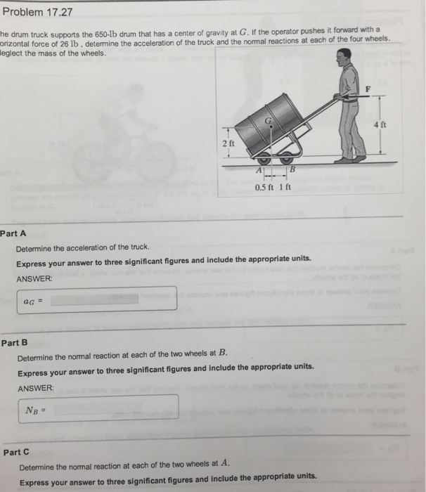 Solved drum truck supports the 650-lb drum that has a | Chegg.com